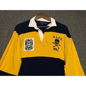 Polo ralph lauren rugby polo shirt blue/yellow embroidered Large classic fit